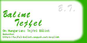 balint tejfel business card